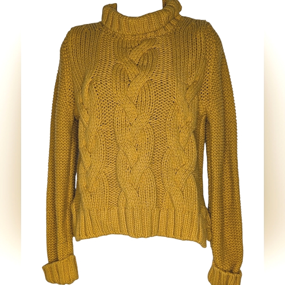 Dimensione Maglia Mustard yellow Chunky knit Sweater Small Fisherman